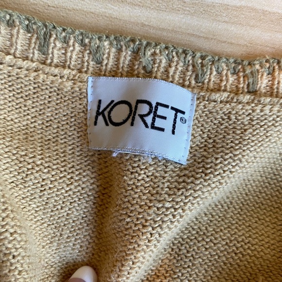 Vintage KORET Brown Button Down Sweater Vest Women XL ? Cotton Flower Khaki Tan - Picture 6 of 8